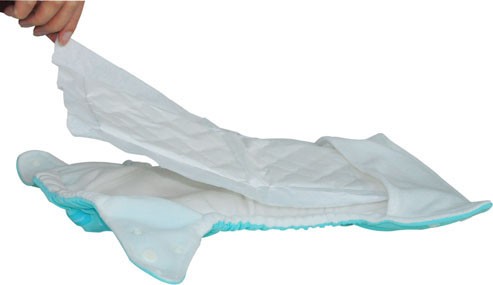 absorvente biodegradável a ser utilizado numa fralda de bolso