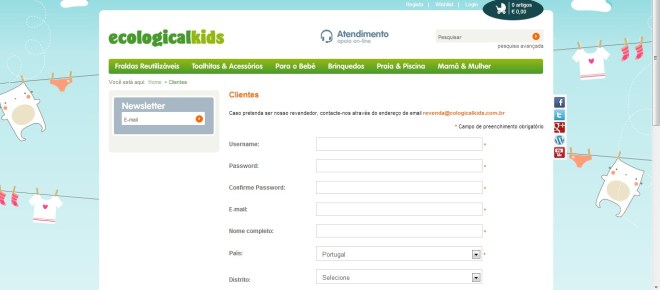 Clique em registo e preencha os seus dados